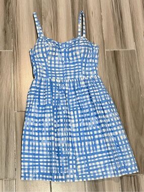 Lilly Pulitzer Blue and White Checked Midi Sundress
